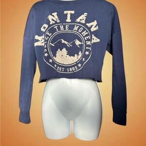 Abound Navy Graphic Crop Sweatshirt